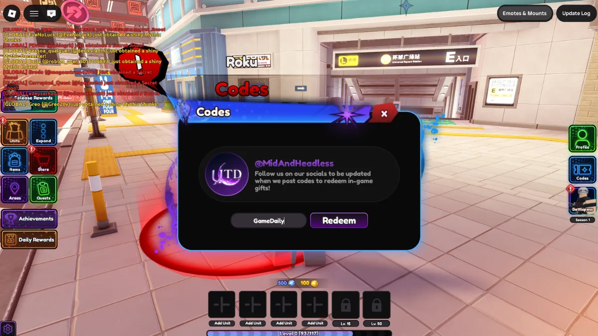 Universal Tower Defense Codes